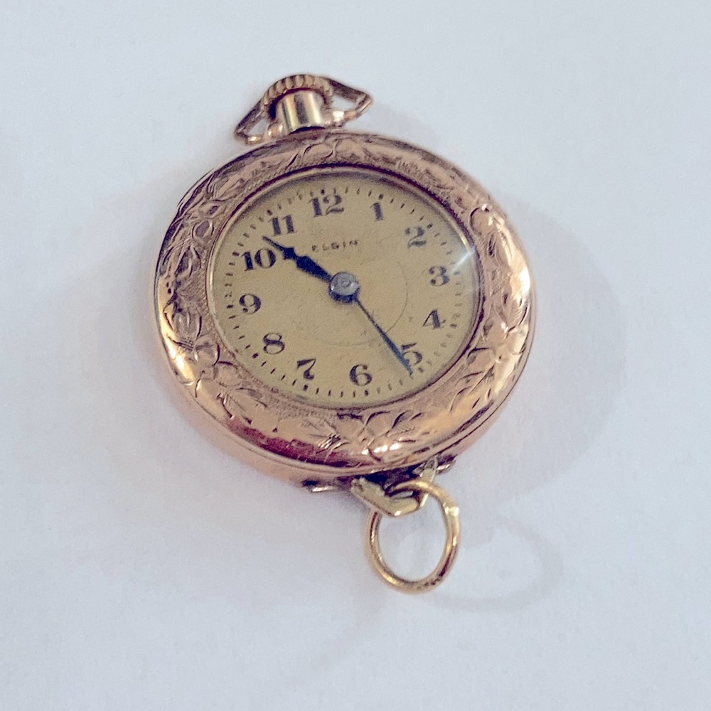 Rolled gold antique Elgin pocket watch pendant